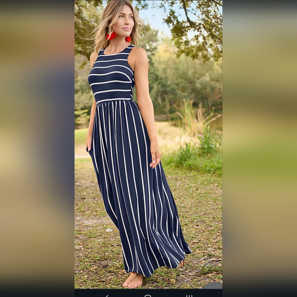 Venus Striped Casual Maxi Dress